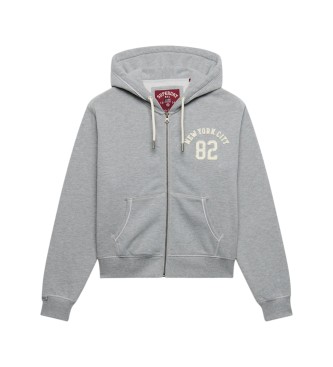 Superdry Gray Relaxed Crop Zip Hoodie