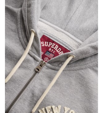 Superdry Gray Relaxed Crop Zip Hoodie