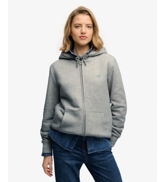 Superdry Sweat à capuche et fermeture éclair Essential Borg Lined gris