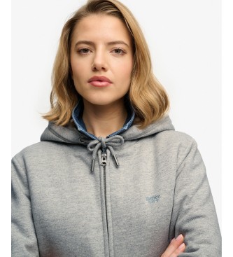 Superdry Sweat à capuche et fermeture éclair Essential Borg Lined gris