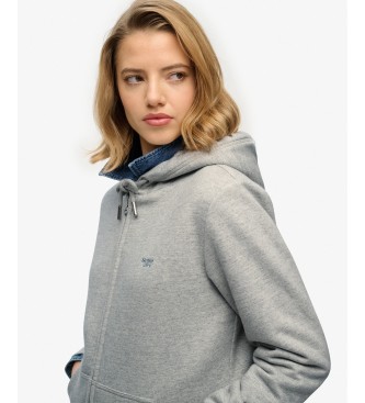 Superdry Sweat à capuche et fermeture éclair Essential Borg Lined gris