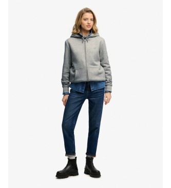 Superdry Sweat à capuche et fermeture éclair Essential Borg Lined gris
