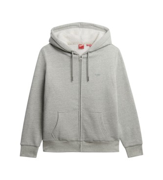 Superdry Sweat à capuche et fermeture éclair Essential Borg Lined gris