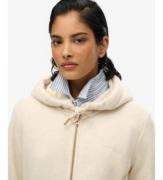 Superdry Beige Essential Logo hooded zip-up jumper