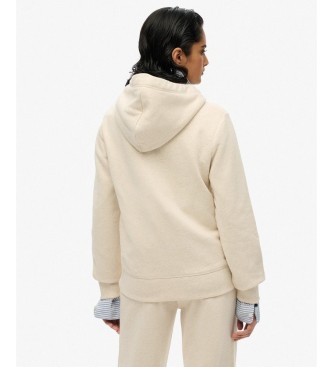 Superdry Beige Essential Logo hooded zip-up jumper