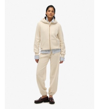 Superdry Beige Essential Logo hooded zip-up jumper