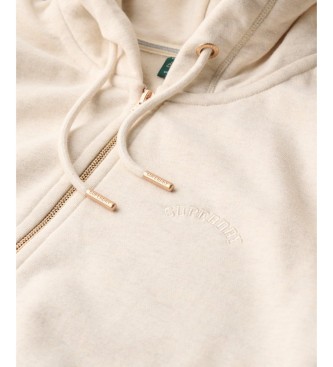 Superdry Beige Essential Logo hooded zip-up jumper