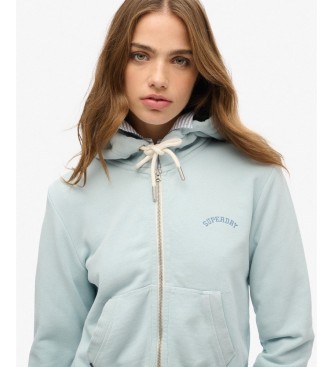 Superdry Essential Logo Cropped Light Blue Zip-Up Hoodie
