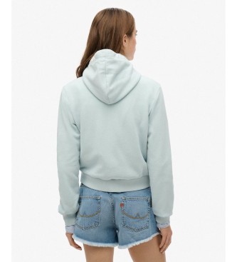 Superdry Essential Logo Cropped Light Blue Zip-Up Hoodie