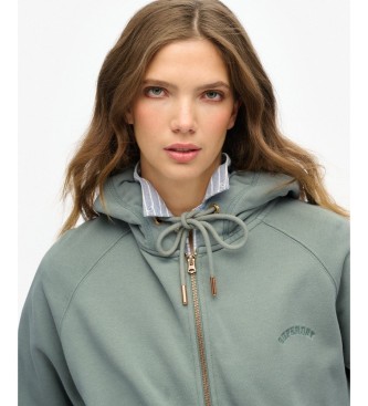 Superdry Felpa con cappuccio e zip Essential Logo Raglan, colore verde.