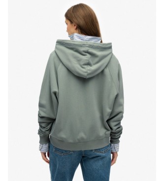 Superdry Felpa con cappuccio e zip Essential Logo Raglan, colore verde.