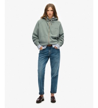 Superdry Felpa con cappuccio e zip Essential Logo Raglan, colore verde.