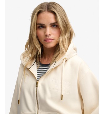 Superdry Off-white Luxe zip-up hoodie