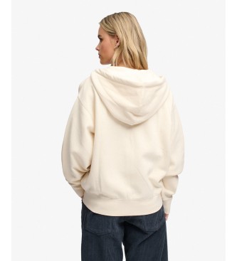 Superdry Off-white Luxe zip-up hoodie