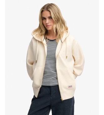 Superdry Off-white Luxe zip-up hoodie