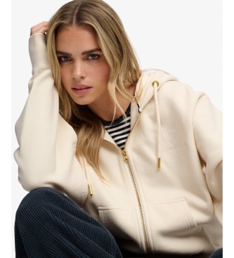 Superdry Off-white Luxe zip-up hoodie