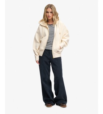 Superdry Off-white Luxe zip-up hoodie