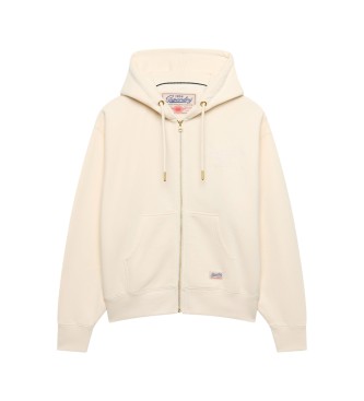 Superdry Off-white Luxe zip-up hoodie