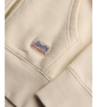 Superdry Off-white Luxe zip-up hoodie