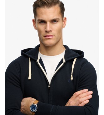 Superdry Monogram marineblå hættetrøje med lynlås