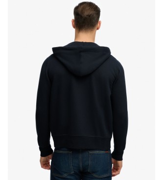 Superdry Monogram marineblå hættetrøje med lynlås