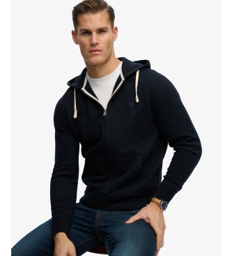 Superdry Monogram marineblå hættetrøje med lynlås