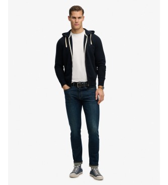 Superdry Monogram marineblå hættetrøje med lynlås