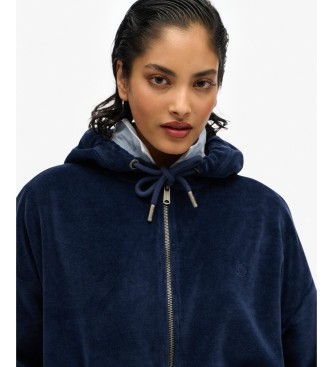 Superdry Sweat à capuche et fermeture éclair en velours bleu marine