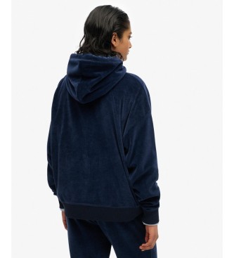 Superdry Sweat à capuche et fermeture éclair en velours bleu marine