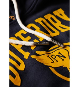 Superdry Fleece graphic hooded sweatshirt Varsity navy
