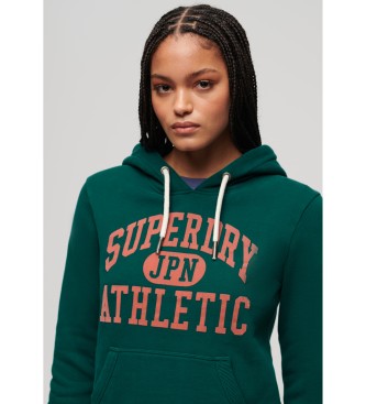 Superdry Fleece grafische hoodie Varsity groen