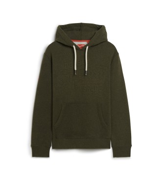 Superdry Hooded sweatshirt with embossed graphic Archive green