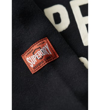 Superdry Workwear zwarte hoodie met flocked graphic
