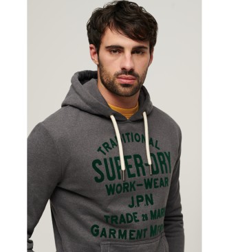 Superdry Workwear gr sweatshirt med flock