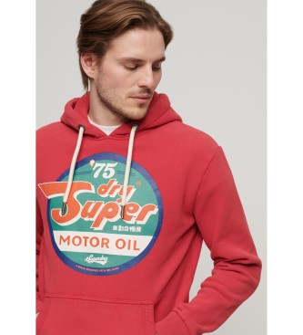 Superdry Bluza z grafiką Gasoline Workwear czerwona