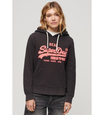 Superdry Sweatshirt med htte og sort neongrafik