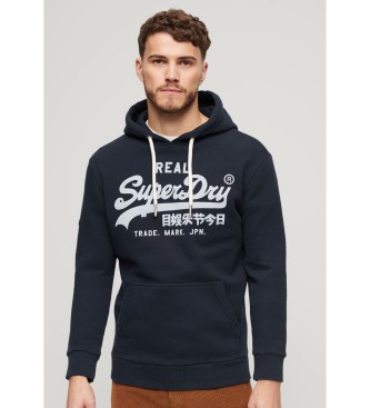 Superdry Hooded sweatshirt with logo Vintage navy