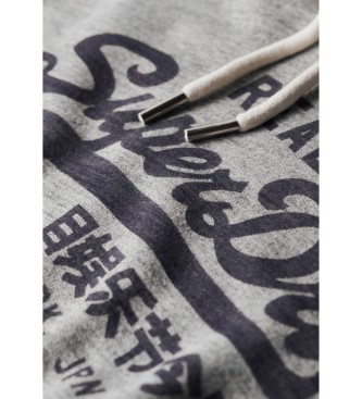 Superdry Sweat  capuche gris vintage avec logo