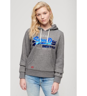 Superdry Vintage Athletic grijs sweatshirt met capuchon en logo
