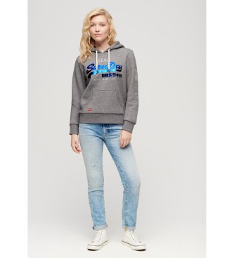 Superdry Vintage Athletic gr sweatshirt med htte og logo