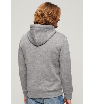 Superdry Sweatshirt med huva och logotyp Essential grey
