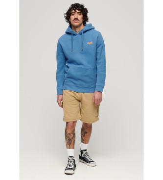 Superdry Mikina s kapuco in logotipom Essential blue
