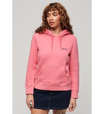 Superdry Sudadera con capucha y logotipo Essential rosa
