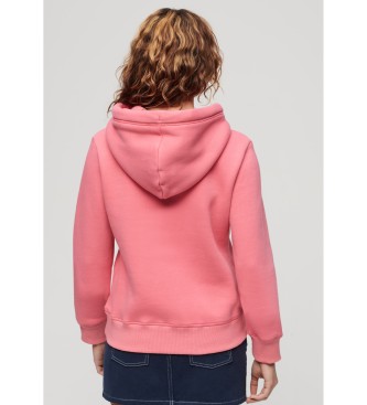 Superdry Bluza z kapturem z logo Essential różowa