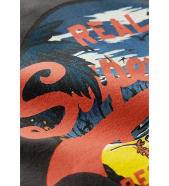 Superdry Sweatshirt med huva och logotryck Vintage svart