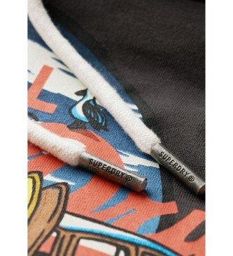 Superdry Sweatshirt med huva och logotryck Vintage svart