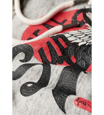 Superdry Hooded sweatshirt met logo Vintage Tokyo grijs