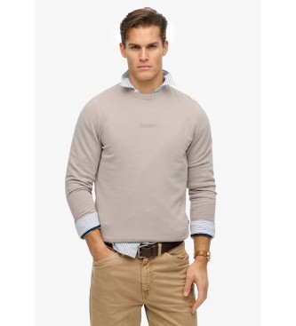 Superdry Sweatshirt  col rond et imprim micrologo beige