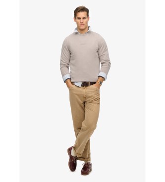 Superdry Sweatshirt  col rond et imprim micrologo beige