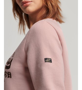 Superdry Sweatshirt med rund hals og logo Vintage-logo med pink kanter